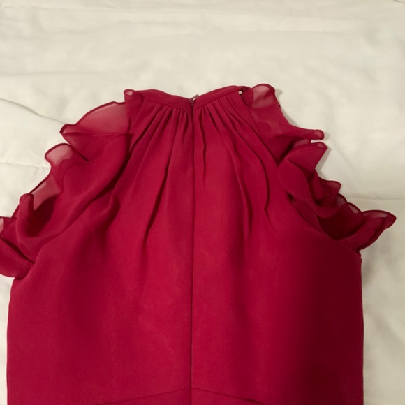 Chiffon dress with A-line scoop tea-length with cascading ruffles - Picture 8 of 8